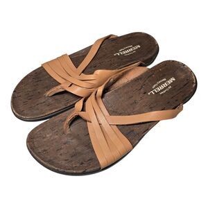 Merrell District Mahana Post Sandals Women's Size 7 Tan Leather Thong